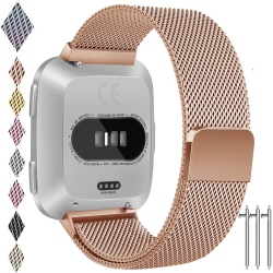 HLD Fitbit Versa, Versa Lite, Versa 2, Versa Se Replacement Band/adjustable Metal Wristband Bracelet Strap With Magnetic Closure Clasp (Small)