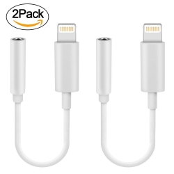 HLD Lightning Adapter[2-Pack], Lightning Connector to 3.5MM Headphone Earphone Extender Jack Adapter for Iphone