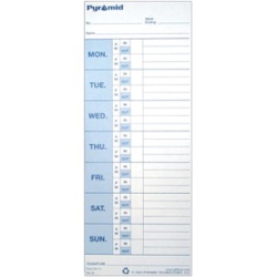 PYRAMID Time Card for Models 1000 & 2000 - 9" X 3.50" Form Size - 100 Pack