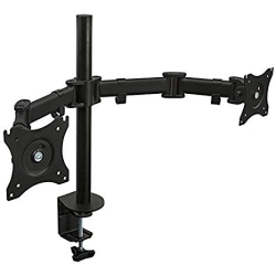 MOUNT-IT! Mount-It Dual Monitor Articulating Spring Arm Desk Mount Stand for Two Lcd Screens (Up to 27" Size), Vesa 75 And 100, Capacity 17.6 Lbs Each Arm