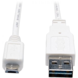 TRIPPLITE Universal Reversible USB 2.0 Cable (Reversible A to 5Pin Micro B M/m) White, 3-F