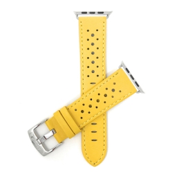 BANDINI Yellow, Gt Rally Perforrated, Vented Racer Leather 38MM / 40MM Apple Watch Strap Band, Series 6 5 4 3 2 1 In Multicolor