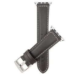 BANDINI Brown, Extra Long (Xl), Leather 41MM / 40MM / 38MM Apple Watch Band Strap, Mat Stitching, Series 8 7 6 5 4 3 2 1 & Se In White