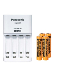 PANASONIC Bq-Cc17 Smart Charger + 4 Aaa Nimh 750 Mah Rechargeable Batteries