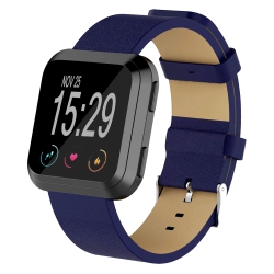 STRAPSCO Genuine Leather Watch Band Strap for Fitbit Versa In Blue