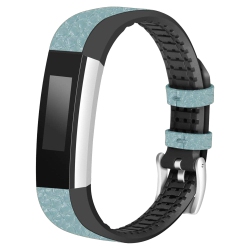 STRAPSCO Pebbled Leather & Rubber Watch Band Strap for Fitbit Alta & Alta Hr - In Turquoise