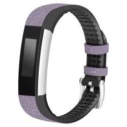 STRAPSCO Pebbled Leather & Rubber Watch Band Strap for Fitbit Alta & Alta Hr - In Mauve