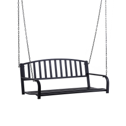 OUTSUNNY 50" Porch Swing Patio Swing Chair Hanging Bench Outdoor Glider Chair With Chain In Black