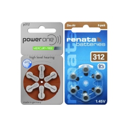 POWERONE 30 X Size P312 + 30 X Size 312 Renata Hearing Aid Batteries