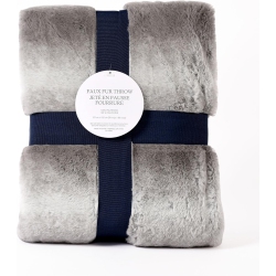 MARKETHOUSE Faux Fur Throw Blanket – 50 X 60 Inches – Ultra Soft, Fluffy & Cozy – Elegant Grey, Luxury Decorative Blanket for Couch, Sofa, And Bed