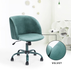 FURNITURER Mid-Back Swivel Computer Desk Chair Ergonomic Modern Accent Office Task Chair With Velvet Seat Armrest(Aqua)