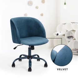 FURNITURER Mid-Back Swivel Computer Desk Chair Ergonomic Modern Accent Office Task Chair With Velvet Seat Armrest(Blue)