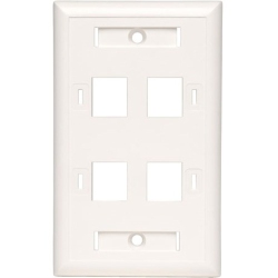 TRIPP LITE Quad Outlet Rj45 Universal Keystone Face Plate / Wall Plate, White, 4-Port
