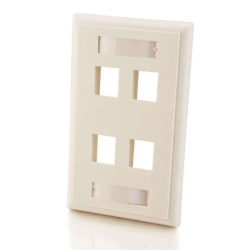 ORTRONICS C2G Four Port Keystone Single Gang Wall Plate - - (03413) In White