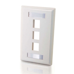 ORTRONICS C2G Three Port Keystone Single Gang Wall Plate - - (03412) In White