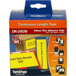 BROTHER Dk-2606: Continuous Length Film Label Black On 2-3/7 for Use With Ql500, In Yellow