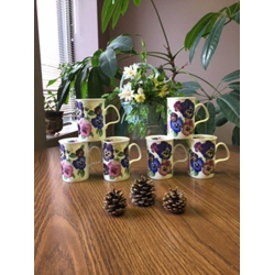 ROY KIRKHAM Mugs (Set Of 6) - Pansies, Lancaster Shape