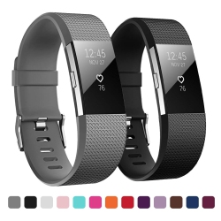 HLD Fitbit Charge 2 Bands, Soft Tpu Silicone Replacement Sport Band Fitness Strap for Fitbit Charge 2 [2 Pack][Small]