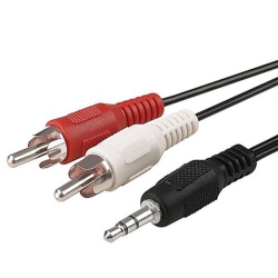 TECH CRAFT 12' 3.5MM Stereo M to 2 Rca Y-Splitter Cable (M/m) - Techcraft