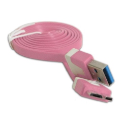 TECH CRAFT 3' Flat USB 3.0 A to USB 3.0 Micro B (10 Pin) Cable - Techcraft - In Pink
