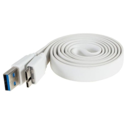 TECH CRAFT 3' Flat USB 3.0 A to USB 3.0 Micro B (10 Pin) Cable - Techcraft - In White