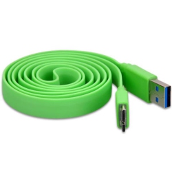 TECH CRAFT 3' Flat USB 3.0 A to USB 3.0 Micro B (10 Pin) Cable - Techcraft - In Green