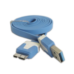 TECH CRAFT 3' Flat USB 3.0 A to USB 3.0 Micro B (10 Pin) Cable - Techcraft - In Light Blue