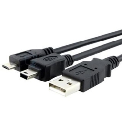 TECH CRAFT 6' USB 2.0 A Male to Micro USB B & Mini USB B Male Cable - Techcraft