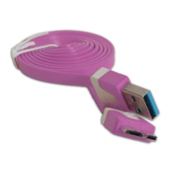 TECH CRAFT 3' Flat USB 3.0 A to USB 3.0 Micro B (10 Pin) Cable - Techcraft - In Purple