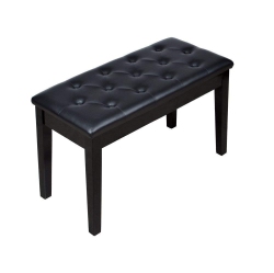 BPI Bison Prosound (Tm) Solid Wood Leather Piano Bench Padded Double Duet Keyboard Seat Storage In Black