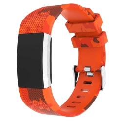 STRAPSCO Wild & Camo Pattern Silicone Rubber Watch Band Strap for Fitbit Charge 2 - Camo In Orange