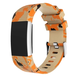 STRAPSCO Wild & Camo Pattern Silicone Rubber Watch Band Strap for Fitbit Charge 2 - Camo In Beige