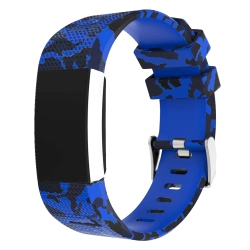 STRAPSCO Wild & Camo Pattern Silicone Rubber Watch Band Strap for Fitbit Charge 2 - Camo In Blue