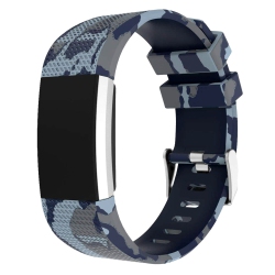 STRAPSCO Wild & Camo Pattern Silicone Rubber Watch Band Strap for Fitbit Charge 2 - Midnight Camo In Blue