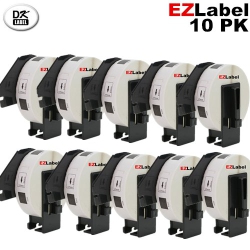 EZLABEL 10 Pack Compatible Brother Dk1204 Multi-Purpose Die Cut Label 0.66" X 2.1" With Own Cartridge Holder