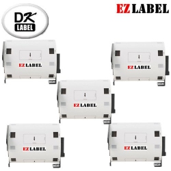 EZLABEL 5 Pack Brother Compatible Dk1240 1.9" X 4" Large Multi-Purpose Die-Cut Labels