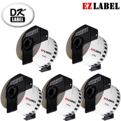EZLABEL 5 Pack Brother Compatible Dk4205 Removable Continuous Wide Tape 2.4 In X 100 Ft. In White