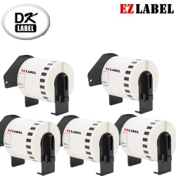 EZLABEL 5 Pack Brother Compatible Dk2113 Continuous Clear Film Labels 2.4" X 50'