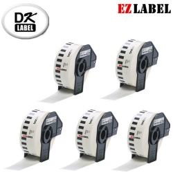 EZLABEL 5 Pack Brother Compatible Dk2214 Narrow Width Tape Continuous Labels 0.47" X 100'
