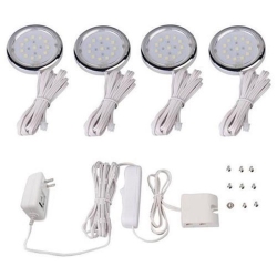 GLOBALTONE Complete Set Of Led Lights Under Cabinets Warm 4 Pucks 4X 1W In White