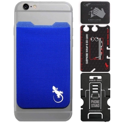 GECKO TRAVEL TECH Phone Wallet - Stick On Card Holder Wallet for Cell Phones - Adhesive Card Pocket - In Blue