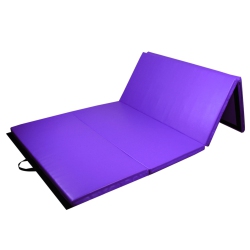 PRISP Folding 10Ft Gym Mat for Gymnastics Tumbling & Fitness; for Home 300X120X5Cm / 10' X 4' X 2" (Purple)