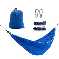 POUCHCOUCH Camping Hammock - Ultralight Portable Lightweight Nylon With Hanging Straps for Backpacking, Travel, Beach, Or Yard (Blue)