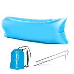POUCHCOUCH Easy Inflatable Waterproof Lounger Sofa Airbed Couch for Indoor Or Outdoor Use With Carry Bag (Blue)