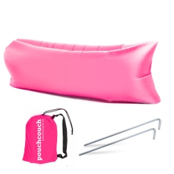 POUCHCOUCH Easy Inflatable Waterproof Lounger Sofa Airbed Couch for Indoor Or Outdoor Use With Carry Bag (Pink)