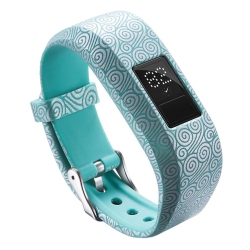 STRAPSCO Patterned Silicone Rubber Replacement Watch Band Strap for Garmin Vivofit 3 - Swirls - Short-Medium In Turquoise