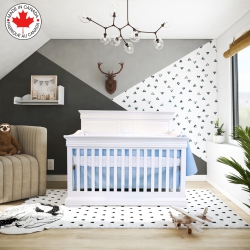 BEBELELO - 5 Pieces Bedding for Baby - And White With An Elephant Pattern In Blue