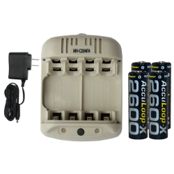 POWEREX Mh-C204Fa Aa / Aaa Smart Battery Charger & 4 X Aa Nimh Accupower Acculoop-X Batteries (2600 Mah)