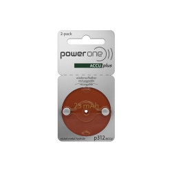 POWERONE 2-Card Size P312 Accu Plus Rechargeable Hearing Aid Batteries