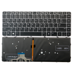 HP New Elitebook Keyboard Silver Frame Us En Backlit 844423-001 818252-001 In Black